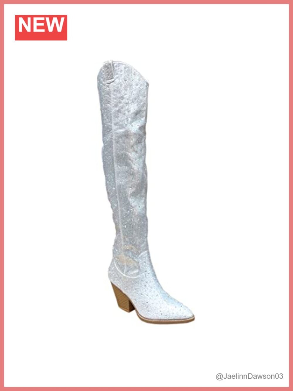 Rhinestone Pointed Toe Mid-Calf Western Boots